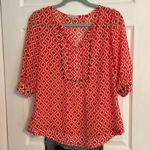 41 Hawthorn orange three quarter sleeve blouse